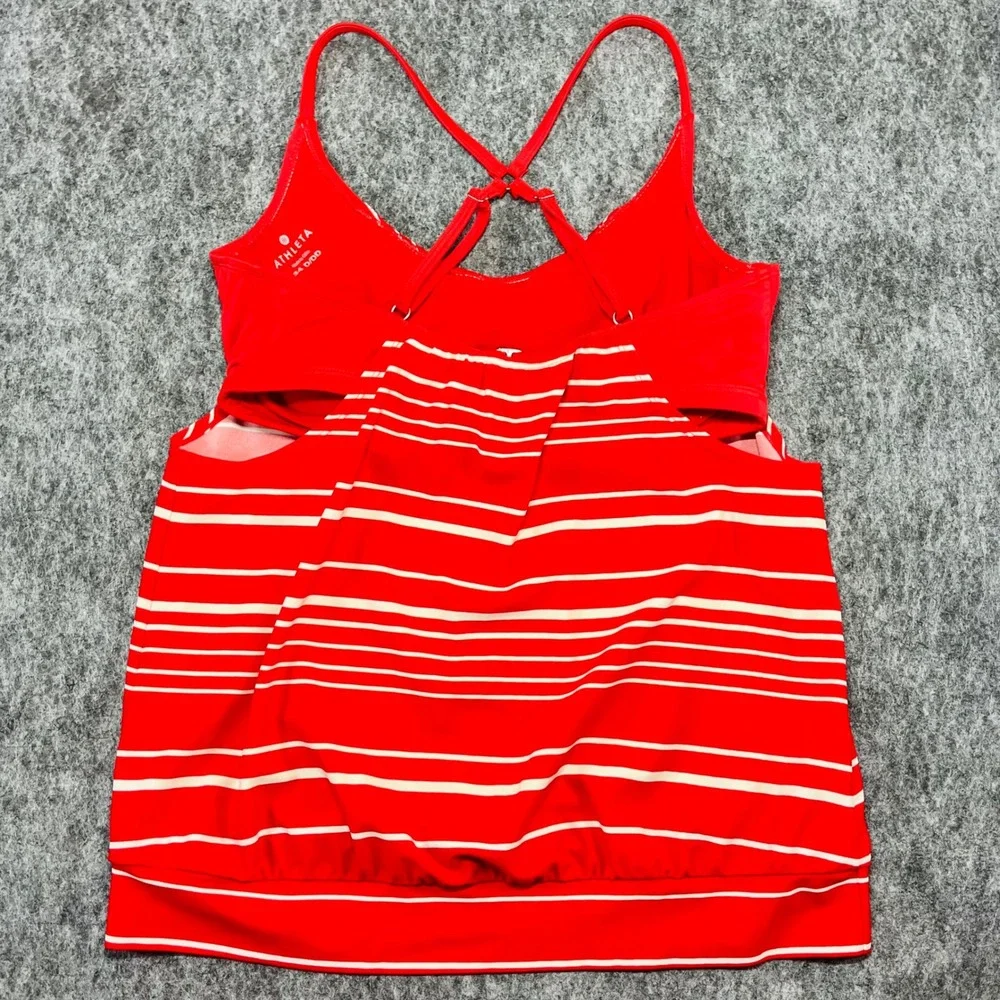Athleta‎ Tankini Swim Top Womens 34 D/DD Red White Activewear Beach Bathing Suit